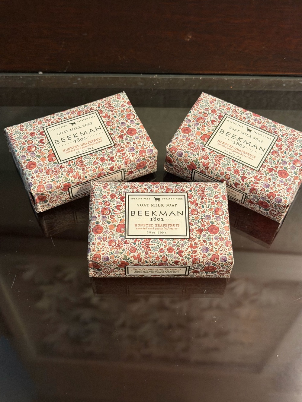 Set Of 3 Beekman 1802 Honeyed Grapefruit Paraben Free Goat Milk Soap 3.5 oz.